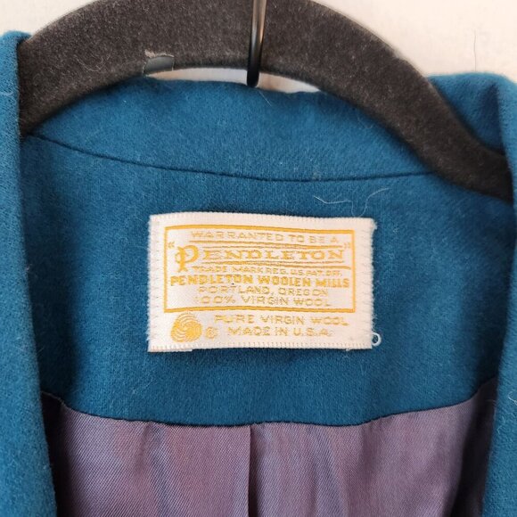 VTG Pendleton 100% Virgin Wool Teal Blazer Jacket Made in USA Women's 12 - Picture 5 of 6